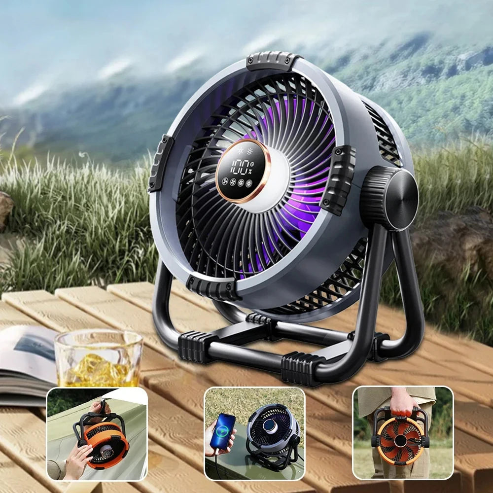 WyniDora Camping Fan with 10m Projection & Power Bank