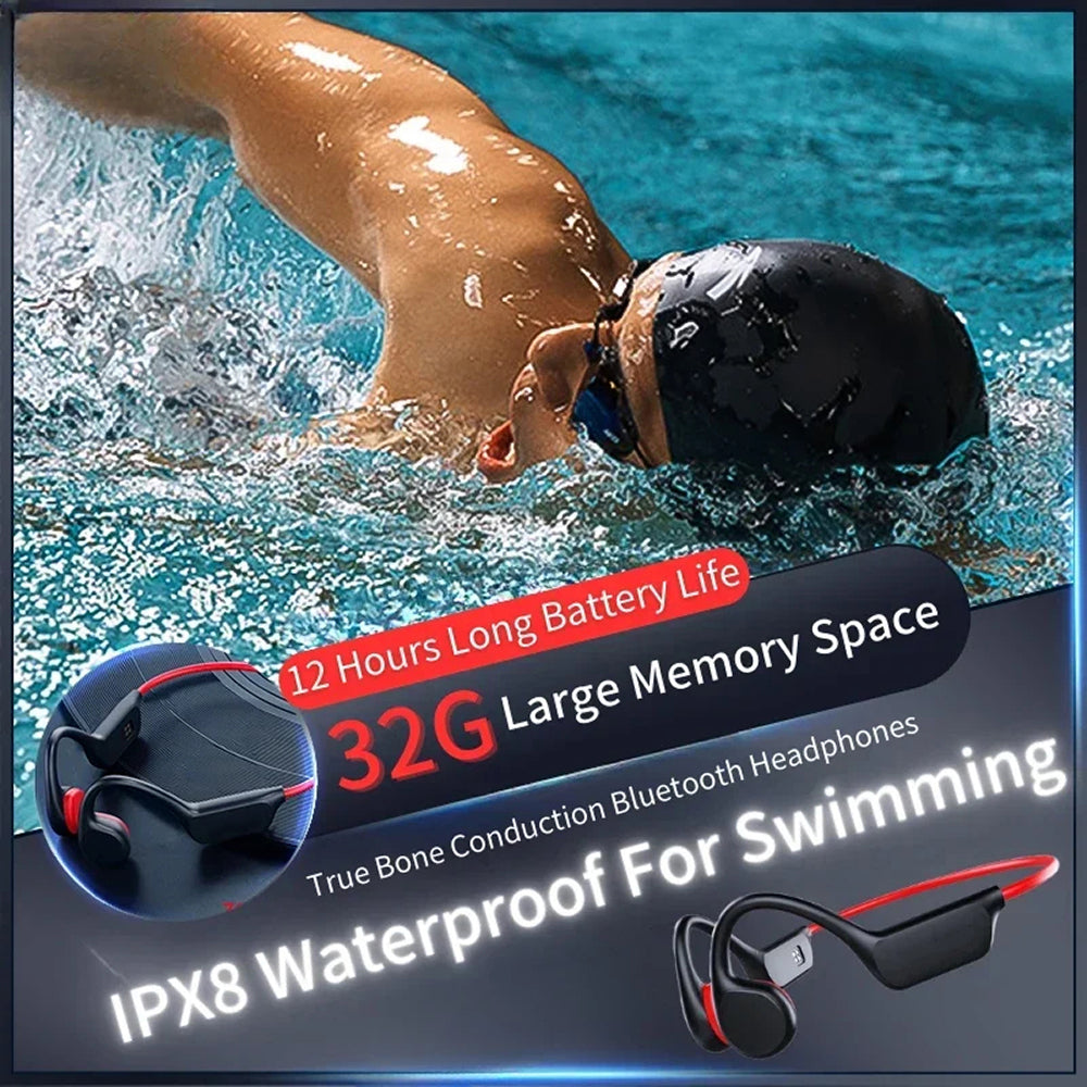 DeepWavix IPX8 Bone Conduction Swimming Headphones UK