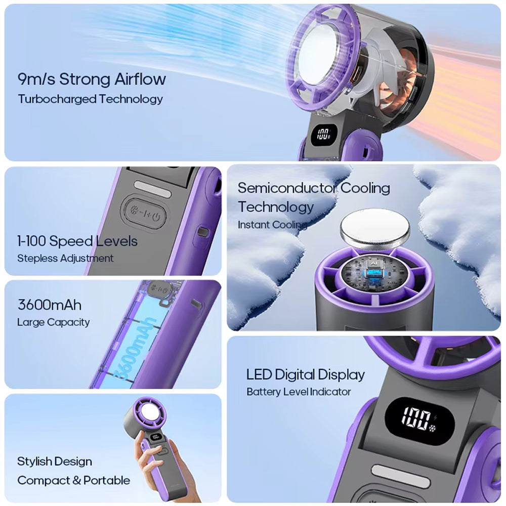 FrostoeByte Handheld Turbo Fan with Semiconductor Cooling