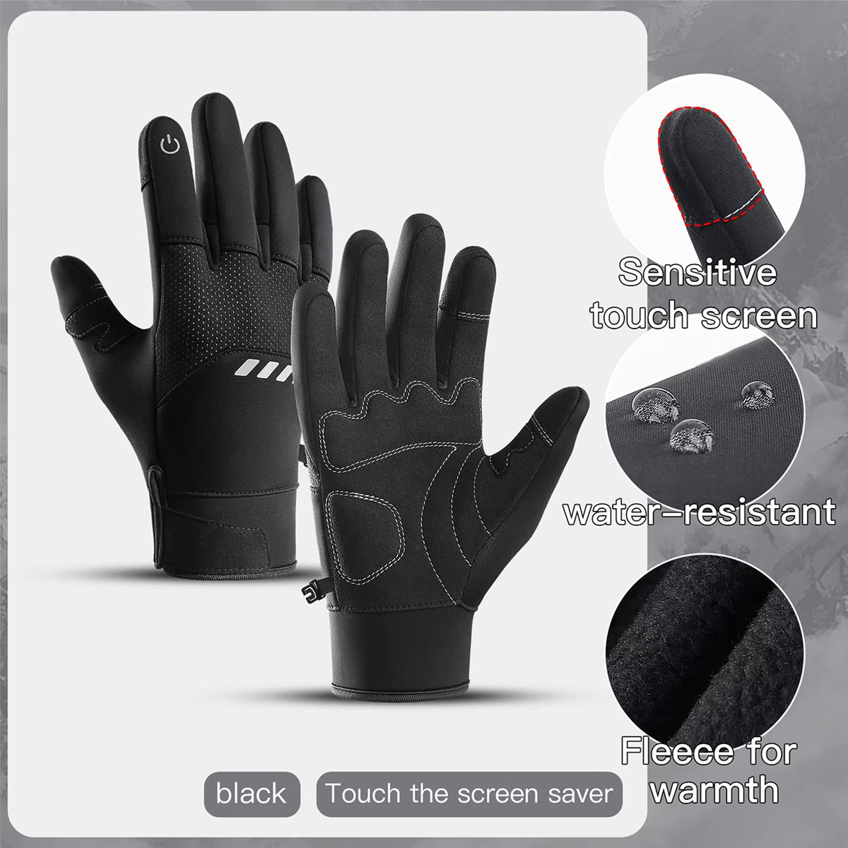 GlovyClik Thermal Gloves With Touchscreen Fingers | Water-Repellent Winter Grip