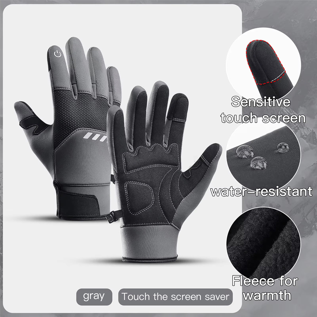 GlovyClik Thermal Gloves With Touchscreen Fingers | Water-Repellent Winter Grip
