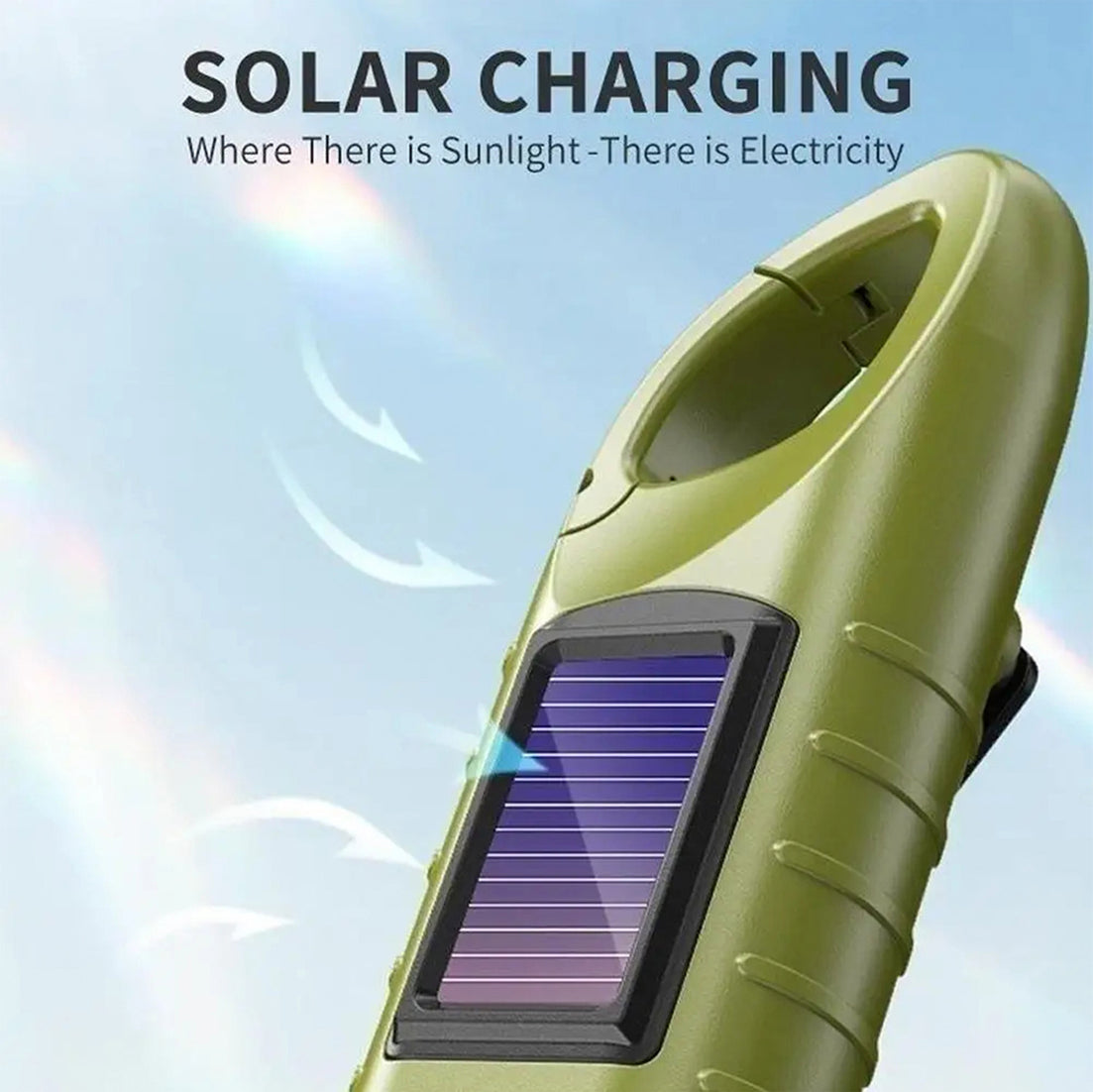 GravikSkio Wind Up Torch | Solar & Hand Crank Emergency LED Light