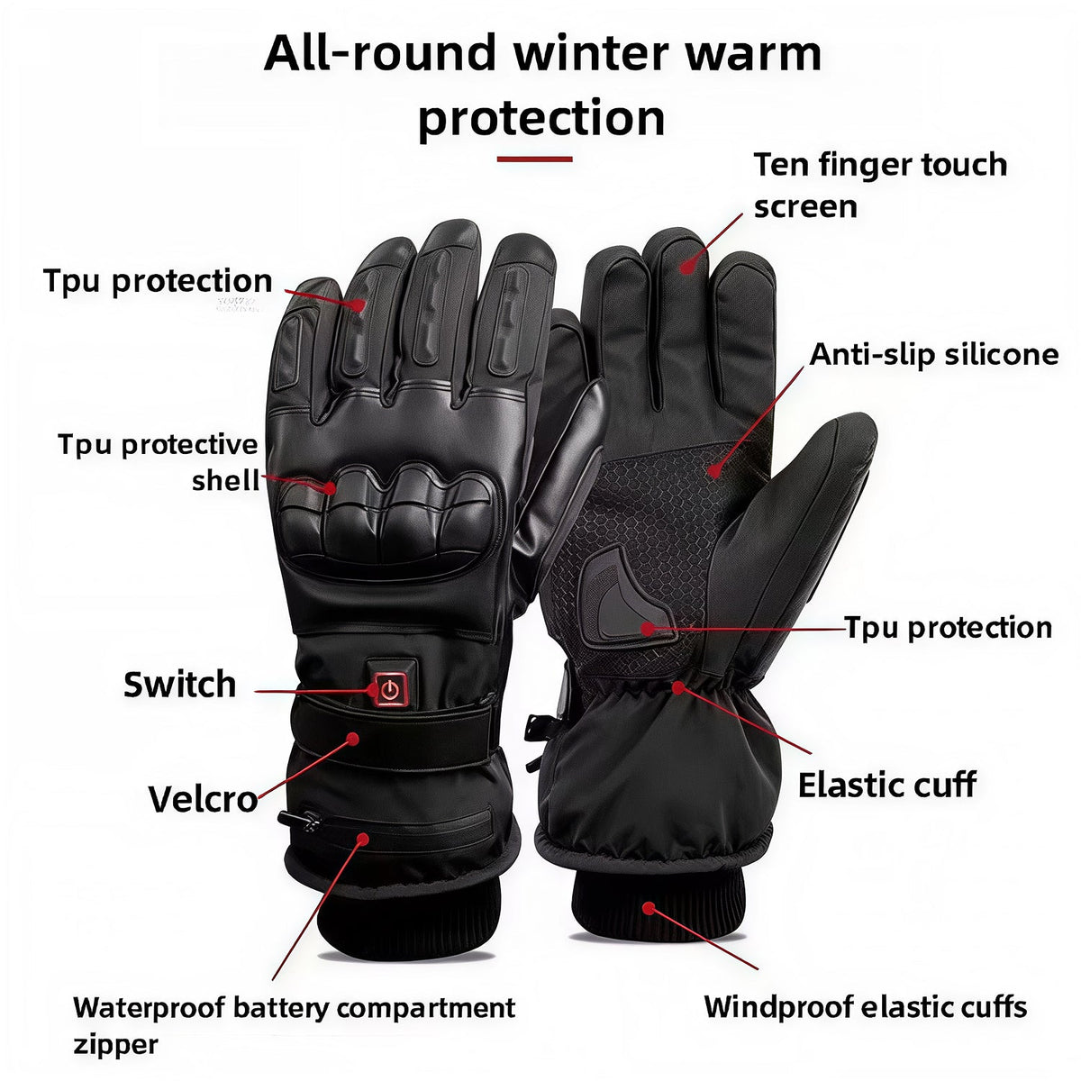 HeateRider Heated Motorcycle & Cycling Gloves for Winter