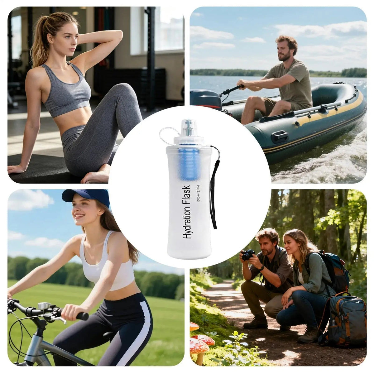 Klentax 1000ml Collapsible Water Filter Bottle UK
