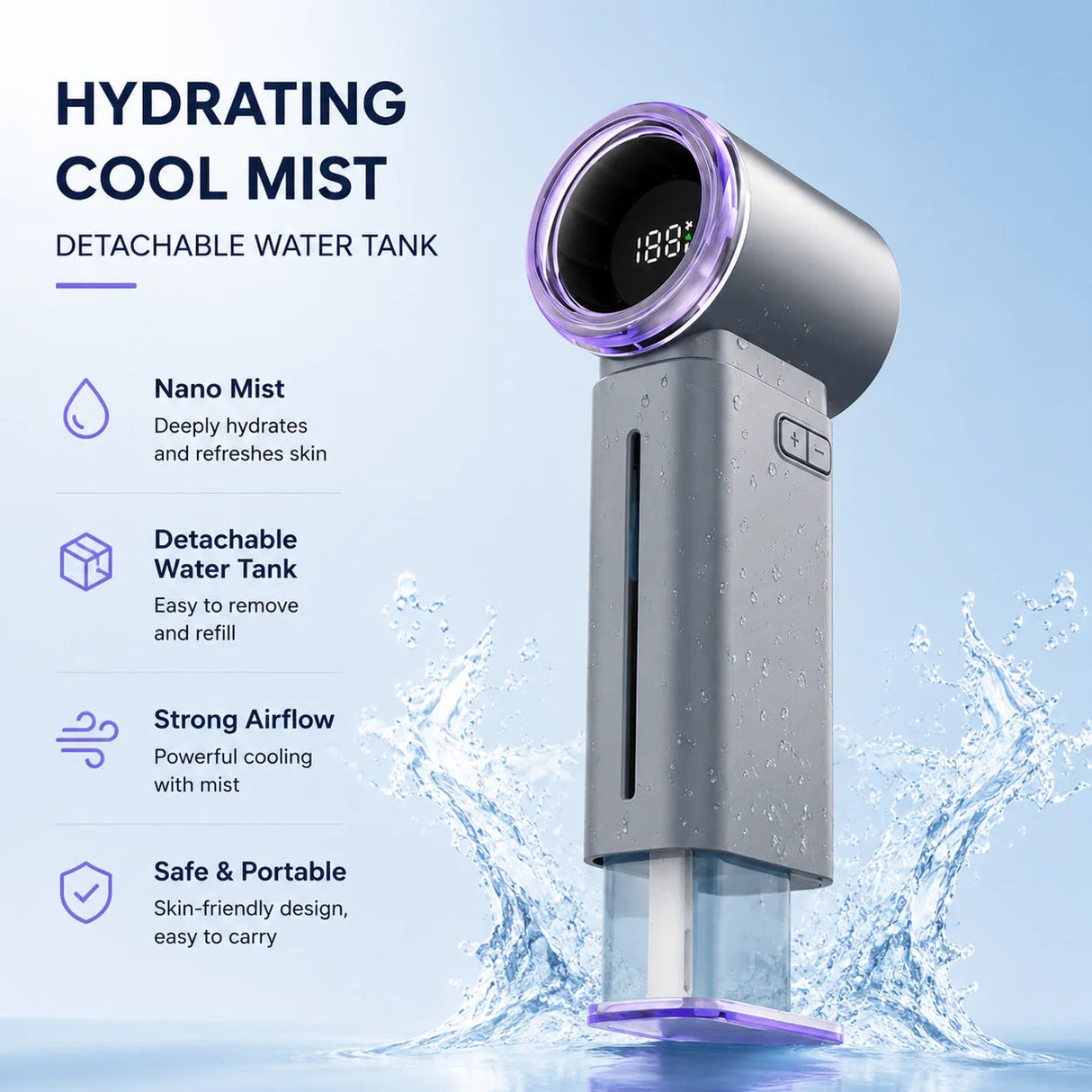 MistsyGo Portable Misting Fan with 199 Speeds