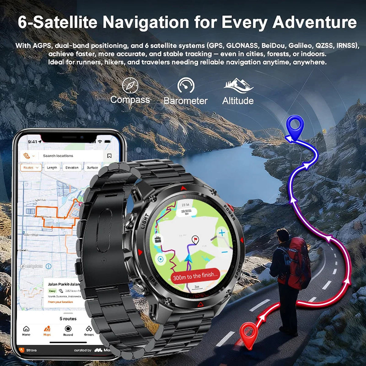 Pexoriax Rugged GPS Smartwatch with AMOLED Display