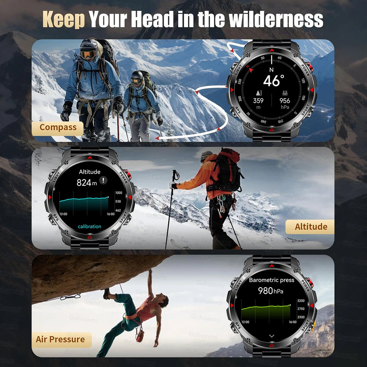 Pexoriax Rugged GPS Smartwatch with AMOLED Display