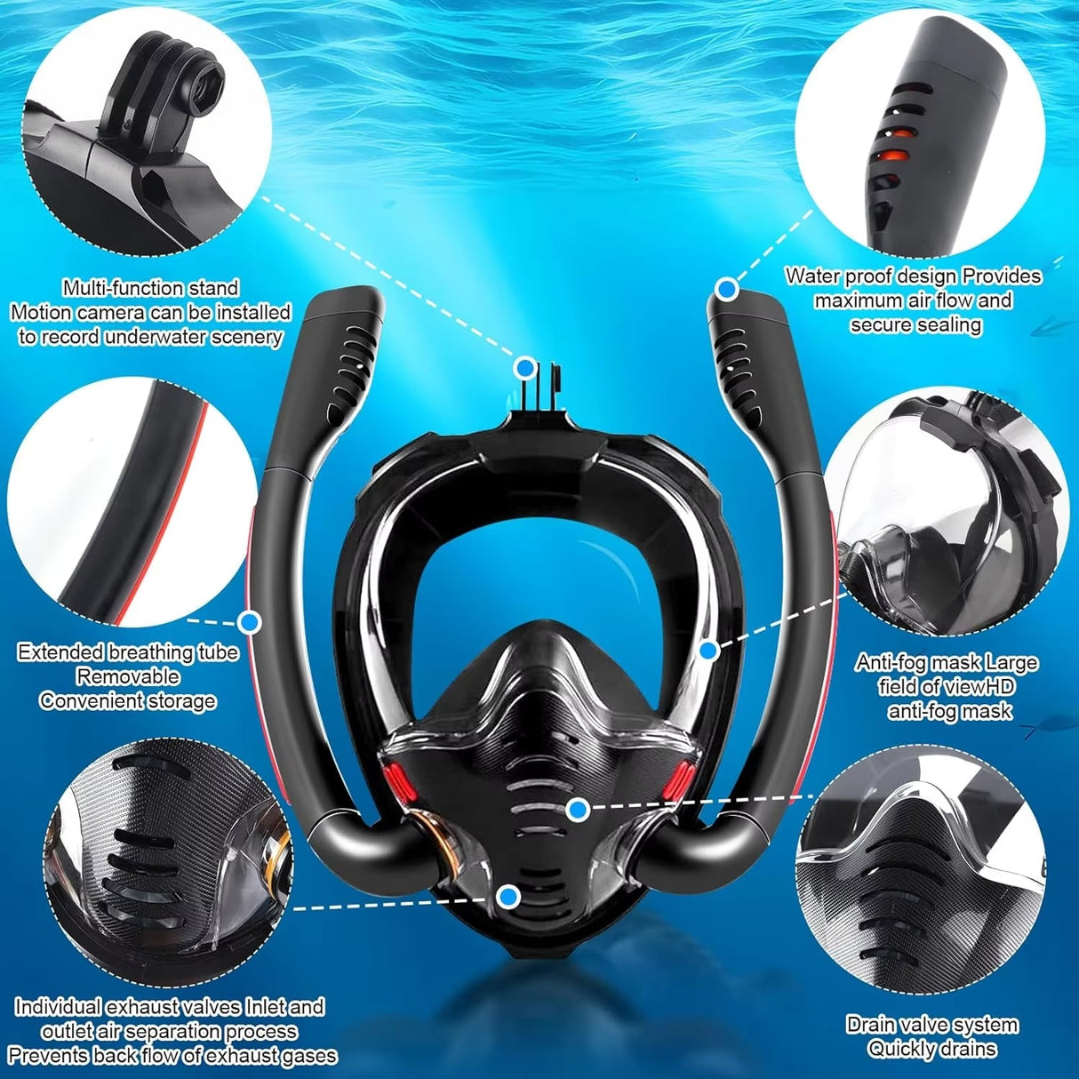 Sealenzi - Full Face Snorkel Mask For Underwater Entertainment