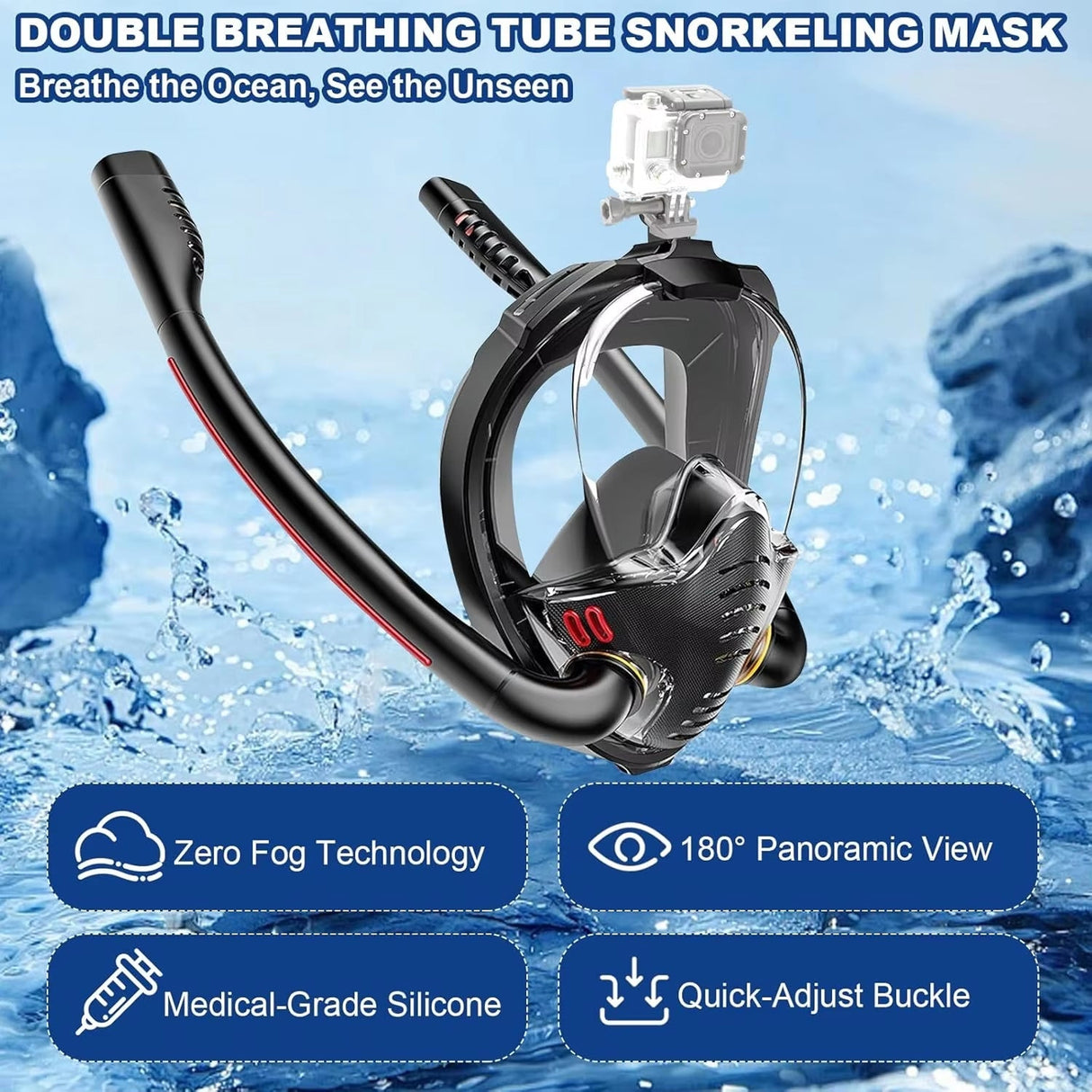Sealenzi - Full Face Snorkel Mask For Underwater Entertainment