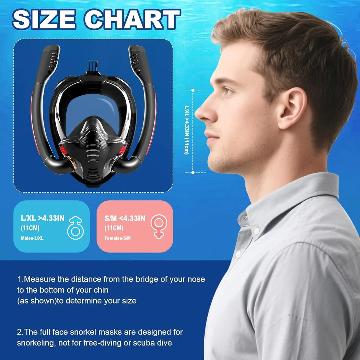 Sealenzi - Full Face Snorkel Mask For Underwater Entertainment