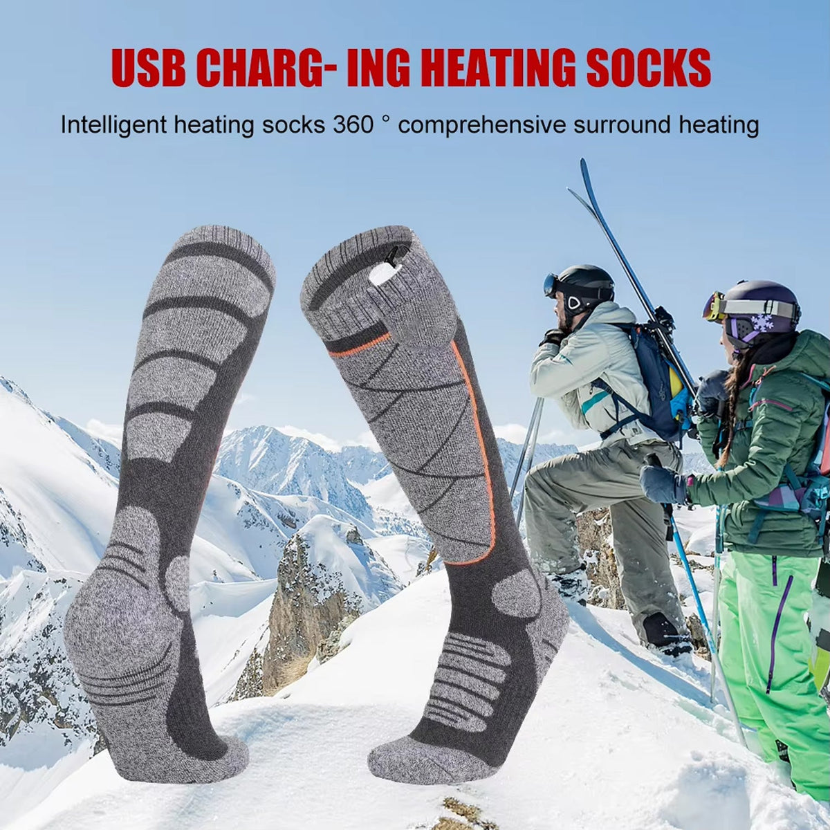 SkiHeati Rechargeable Heated Ski Socks for Winter Sports & Hiking
