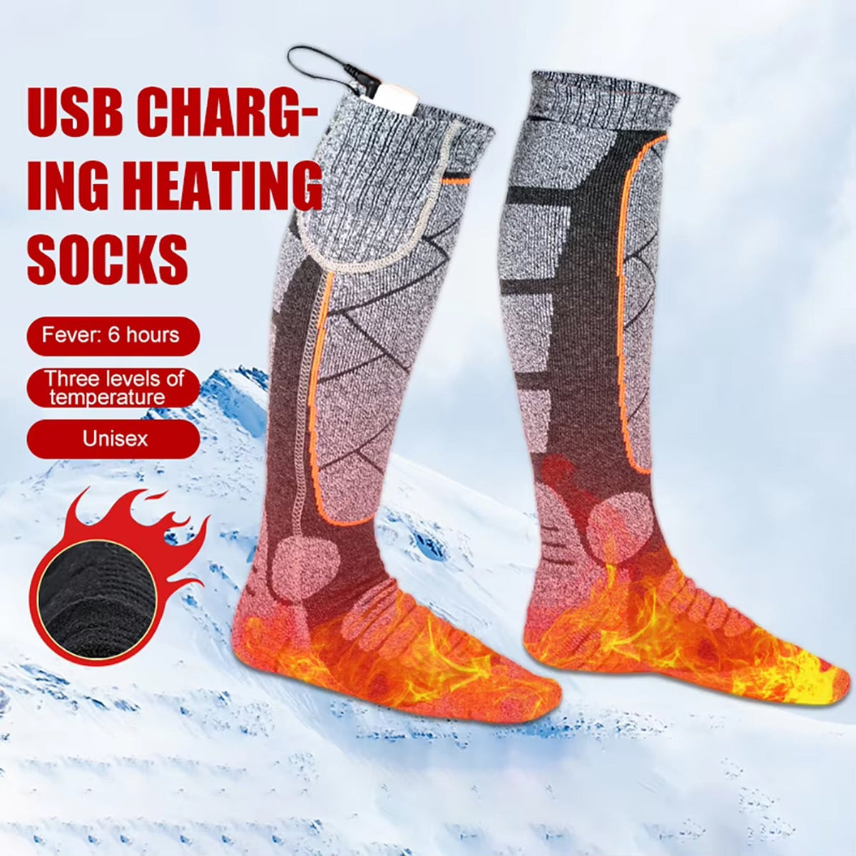 SkiHeati Rechargeable Heated Ski Socks for Winter Sports & Hiking