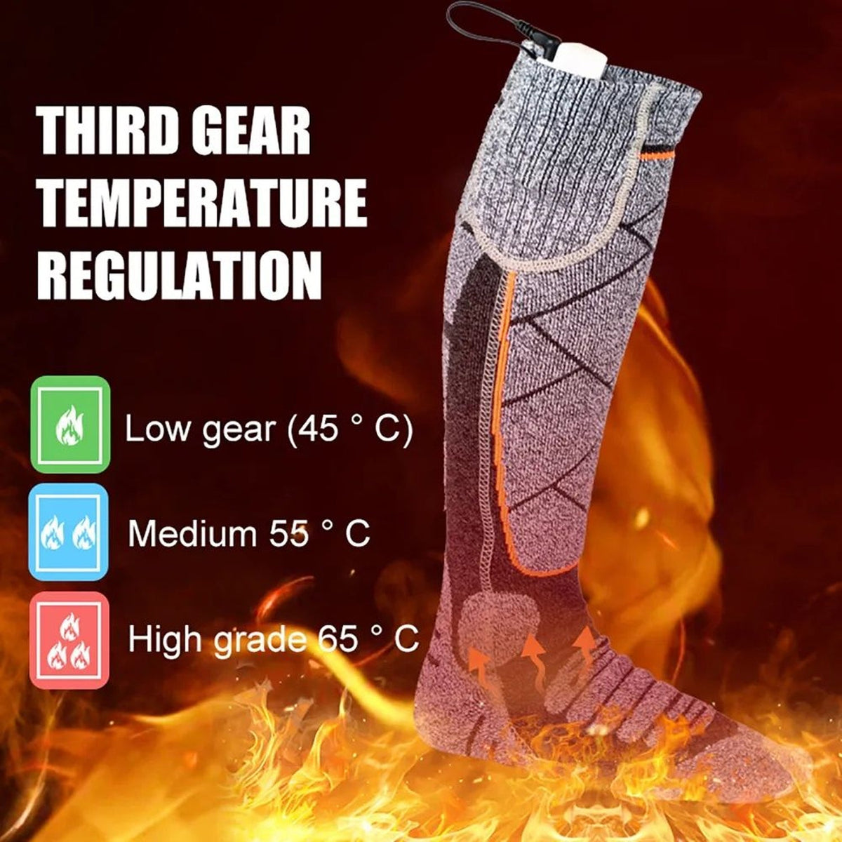 SkiHeati Rechargeable Heated Ski Socks for Winter Sports & Hiking