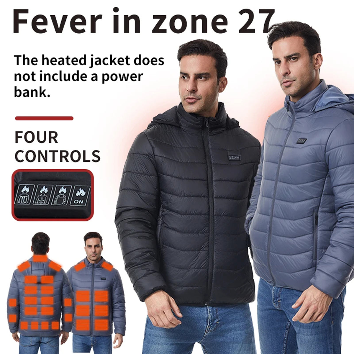 SolueMax Men's 27-Zone Heated Jacket | All-Weather Thermal Puffer