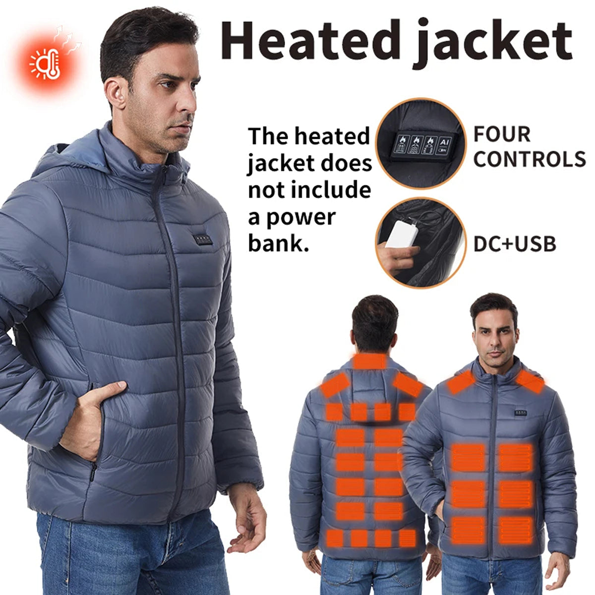 SolueMax Men's 27-Zone Heated Jacket | All-Weather Thermal Puffer