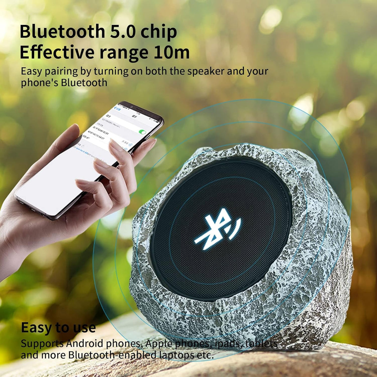 SoniiBloom Solar Powered Rock Speaker for Gardens