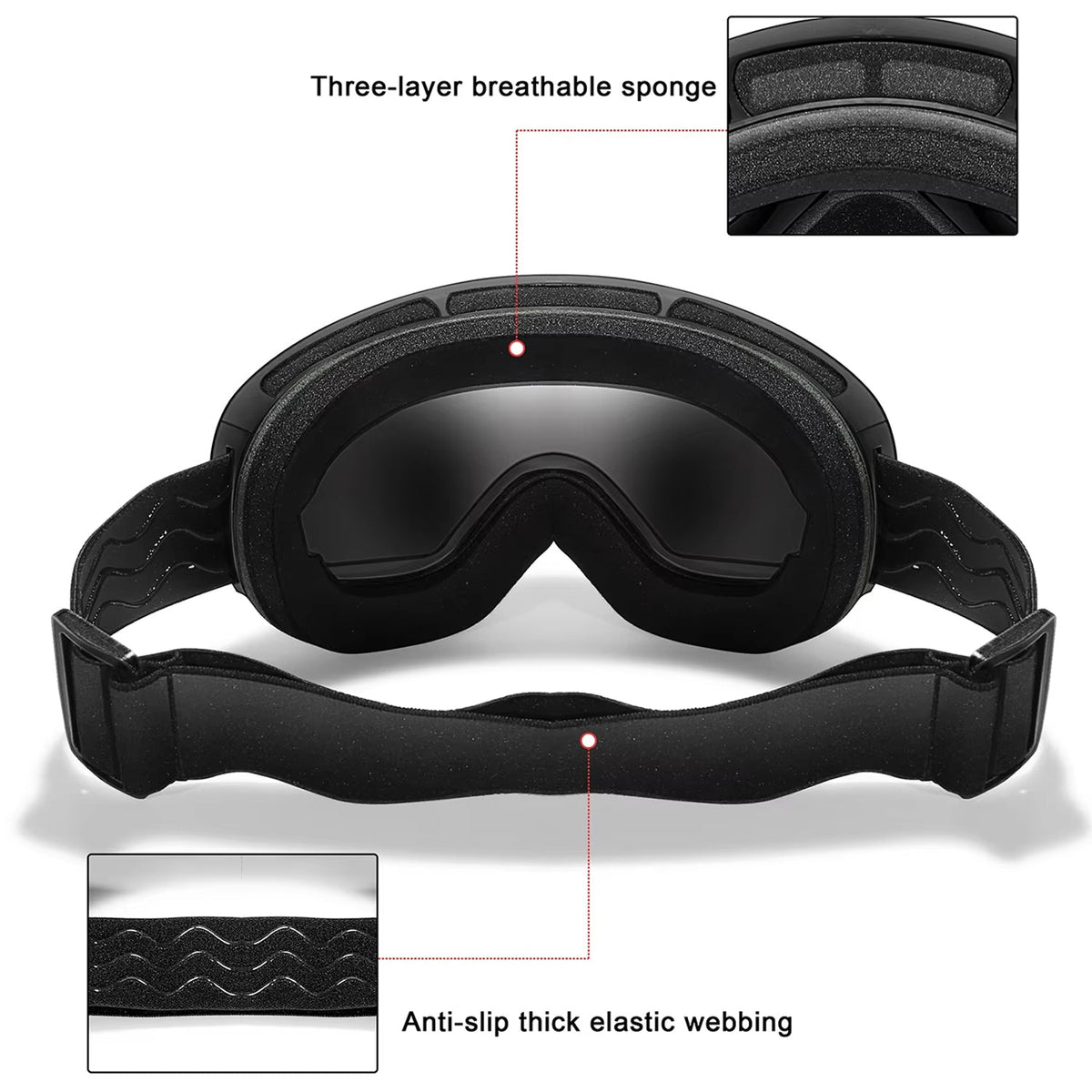 VisoSlax OTG Ski & Snowboard Goggles | Anti-Fog Dual Lens
