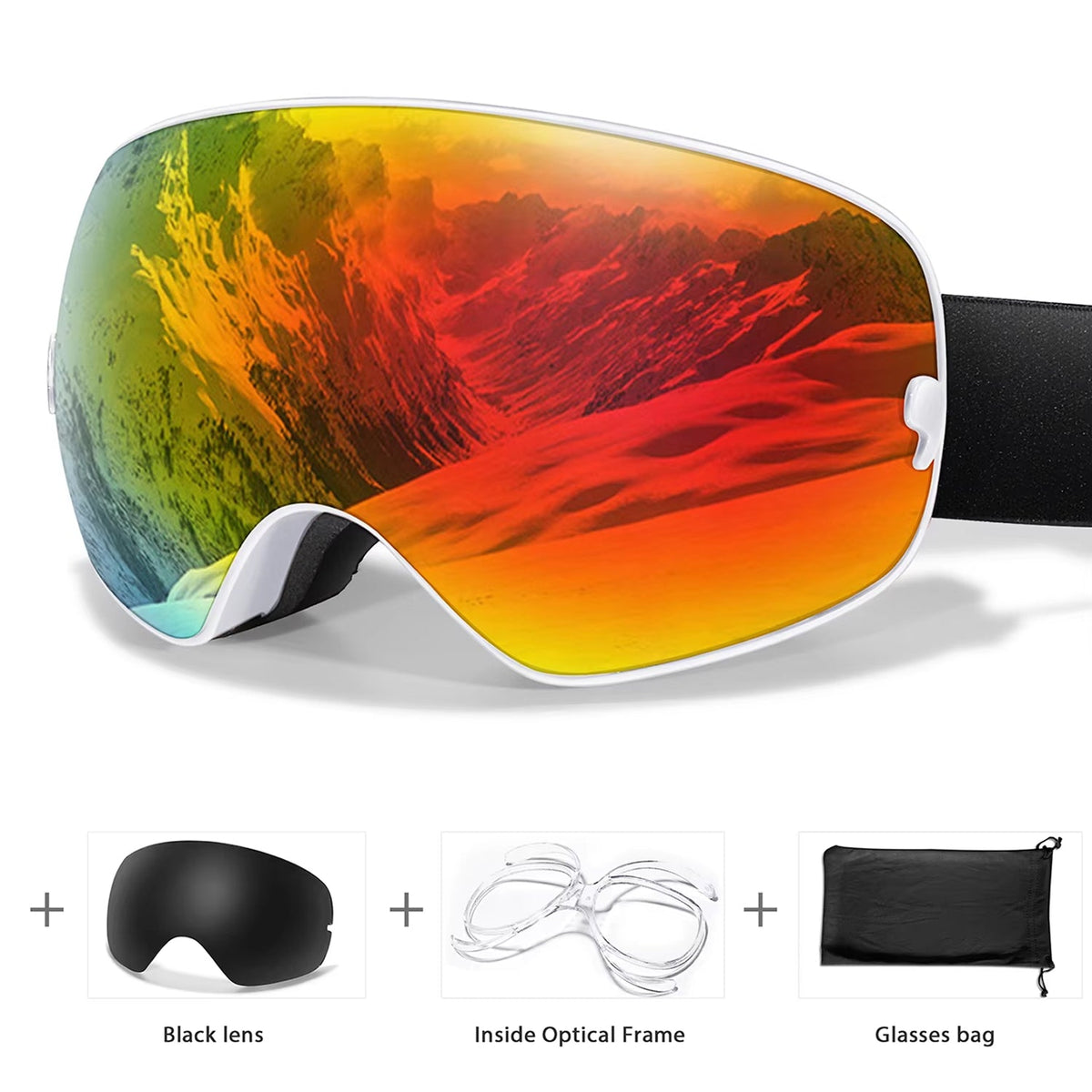 VisoSlax OTG Ski & Snowboard Goggles | Anti-Fog Dual Lens