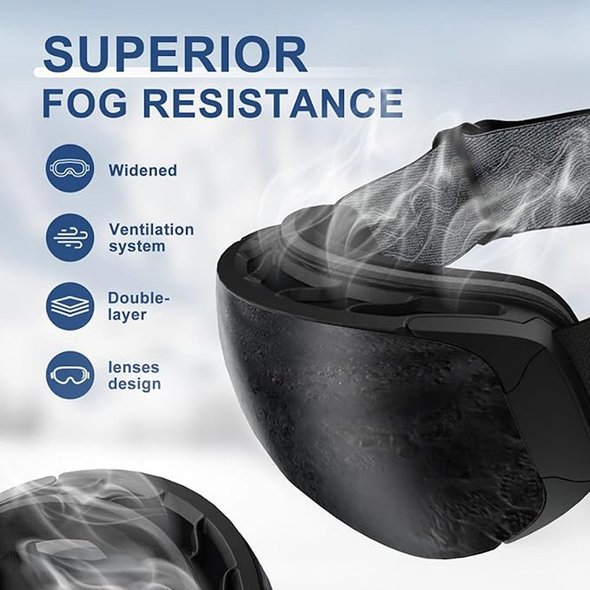 VisoSlax OTG Ski & Snowboard Goggles | Anti-Fog Dual Lens