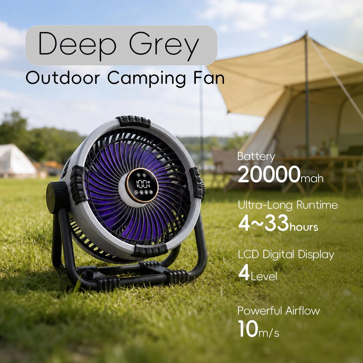WyniDora Camping Fan with 10m Projection & Power Bank