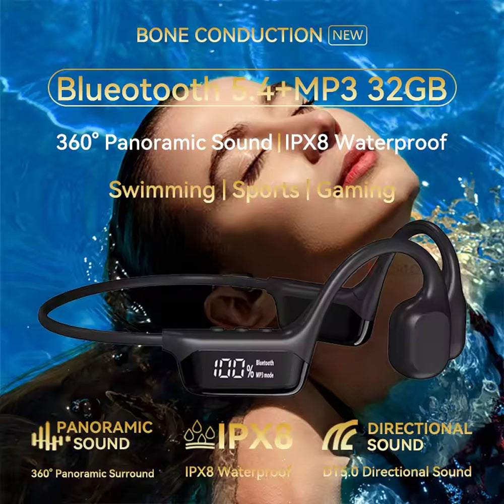 BeatoSync IPX8 Waterproof Bone Conduction Sports Headphones