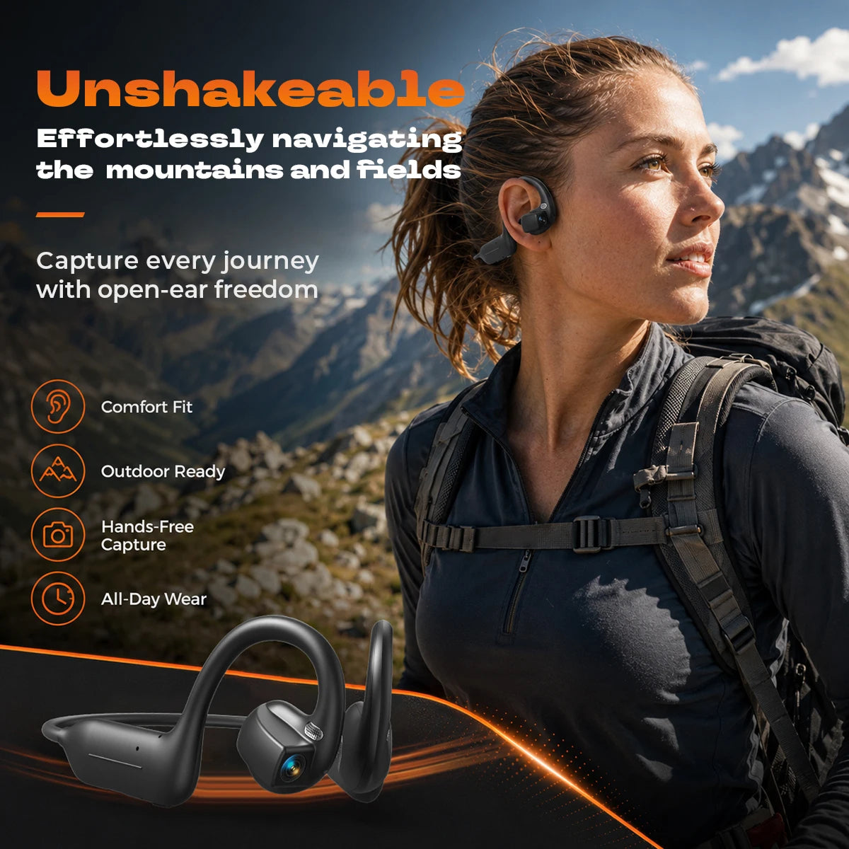 CamBudsie Bone Headphones With 8MP HD Camera & AI