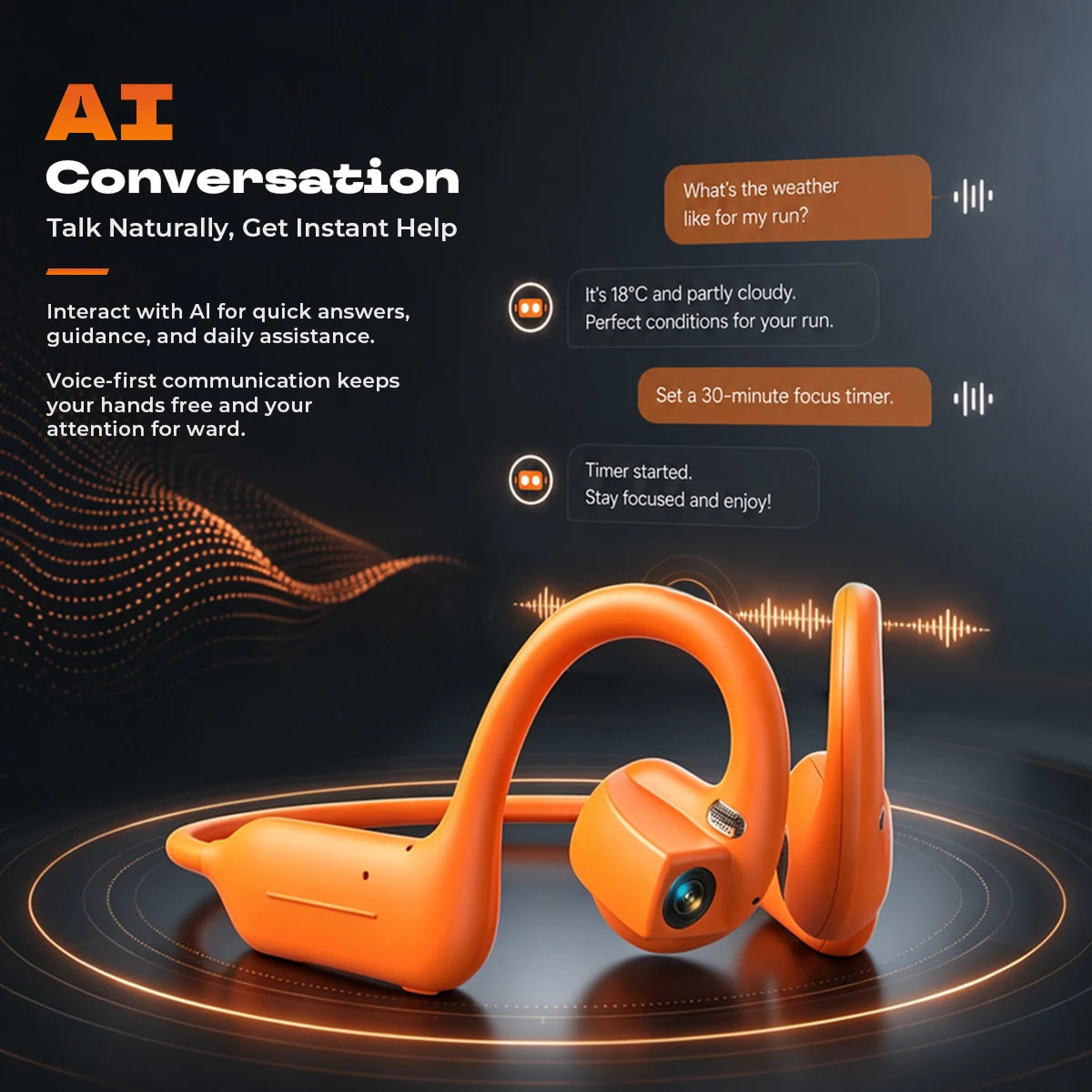 CamBudsie Bone Headphones With 8MP HD Camera & AI