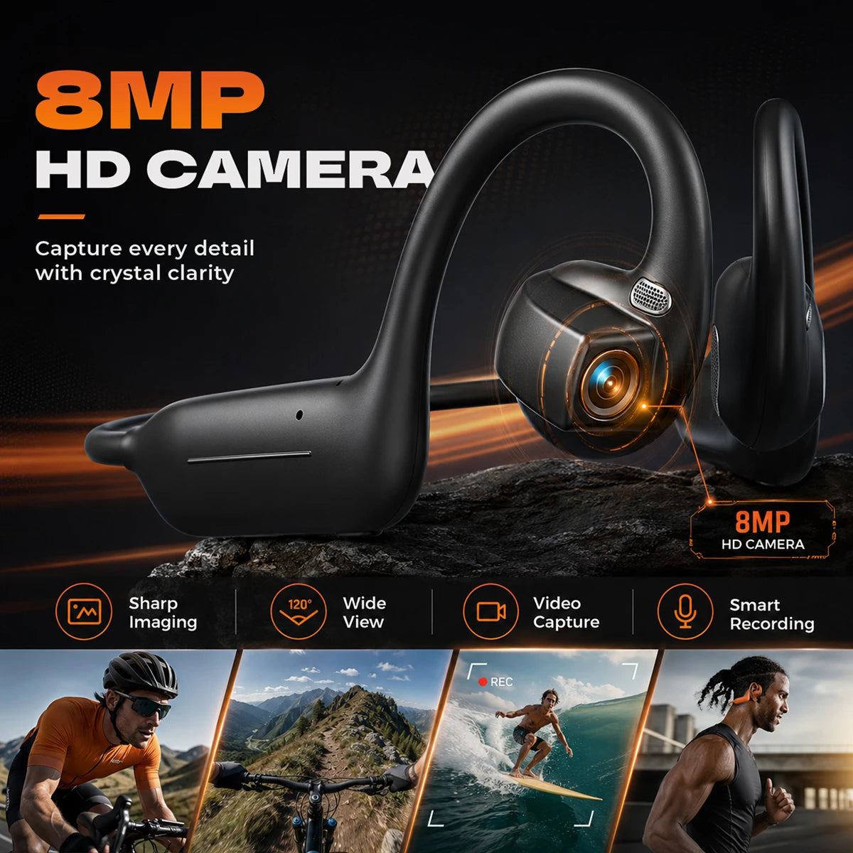 CamBudsie Bone Headphones With 8MP HD Camera & AI