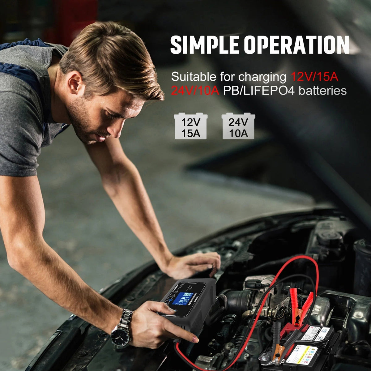 JoltNapo Smart 12V 24V Car Battery Charger & Repairer