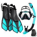 DeepBrez Snorkel Set with 180° Panoramic Mask and Adjustable Fins