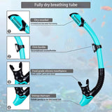 DeepBrez Snorkel Set with 180° Panoramic Mask and Adjustable Fins