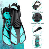 DeepBrez Snorkel Set with 180° Panoramic Mask and Adjustable Fins