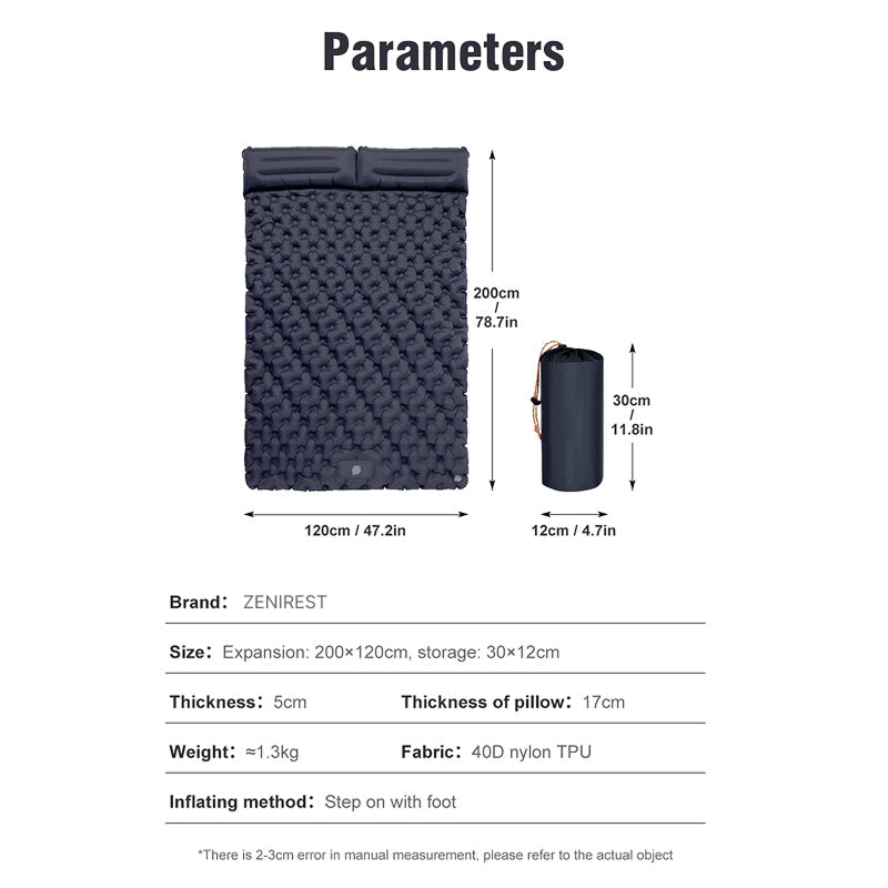 DuoRestor Inflatable Double Camping Mattress for Couples