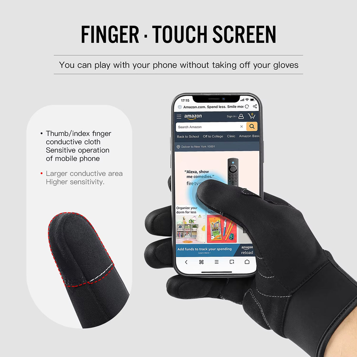 GlovyClik Thermal Gloves With Touchscreen Fingers | Water-Repellent Winter Grip