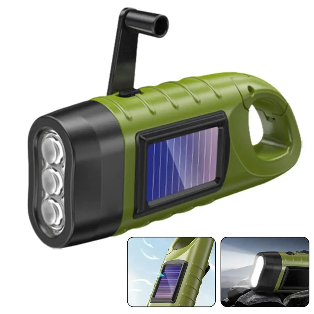 GravikSkio Wind Up Torch | Solar & Hand Crank Emergency LED Light