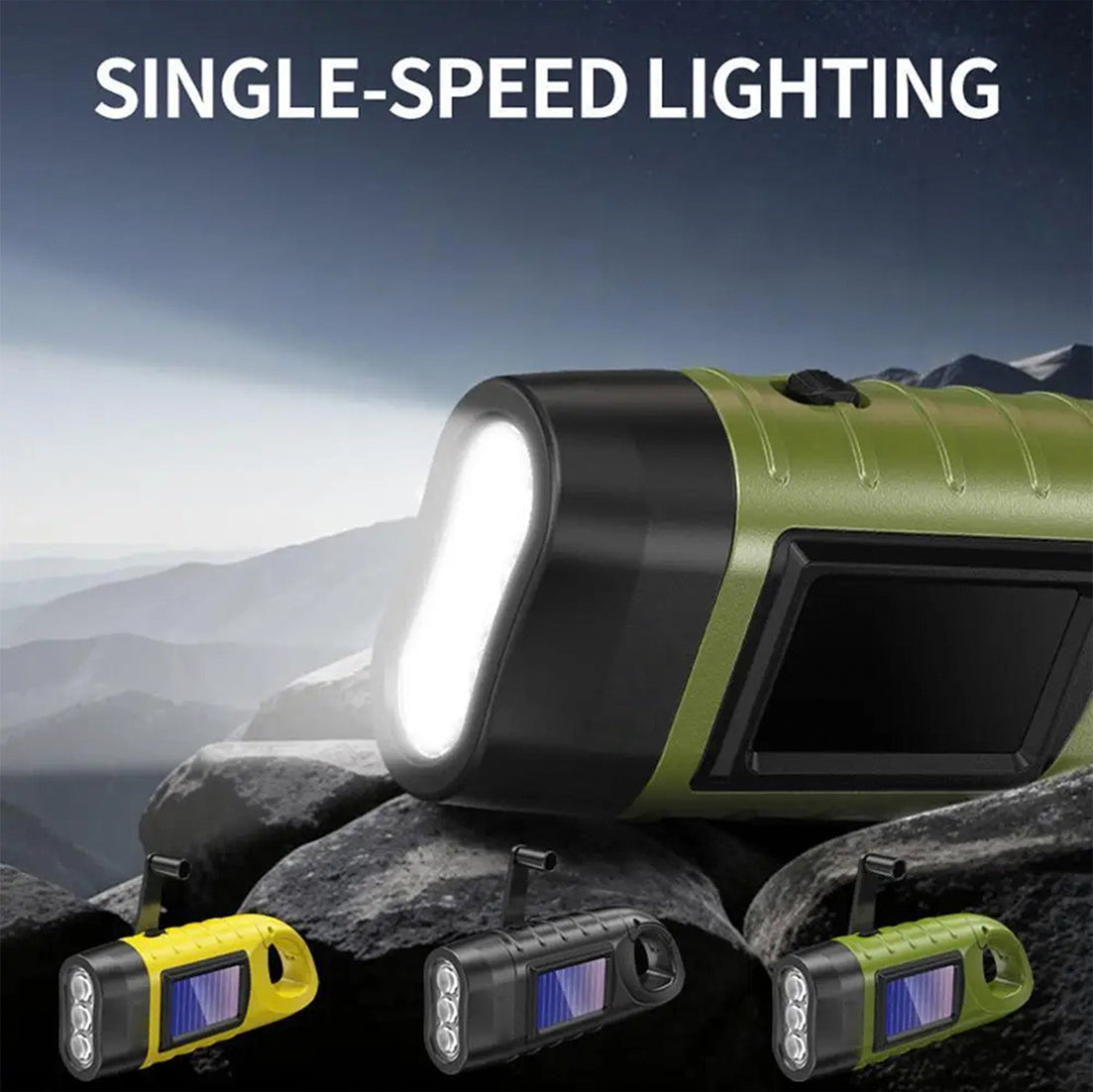 GravikSkio Wind Up Torch | Solar & Hand Crank Emergency LED Light