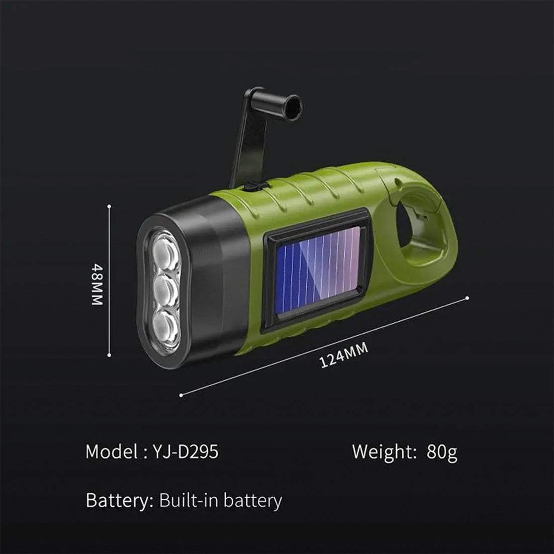 GravikSkio Wind Up Torch | Solar & Hand Crank Emergency LED Light
