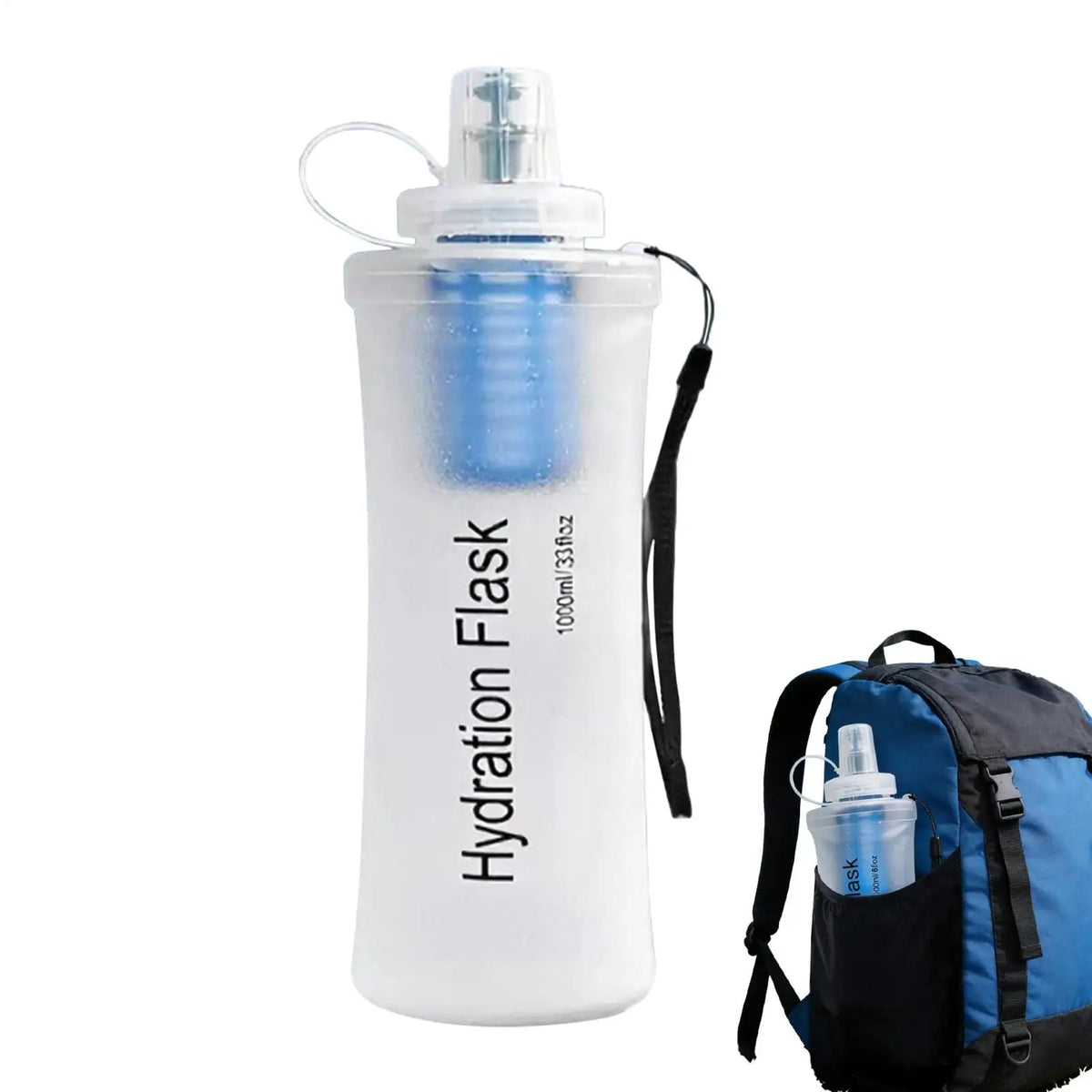Klentax 1000ml Collapsible Water Filter Bottle UK