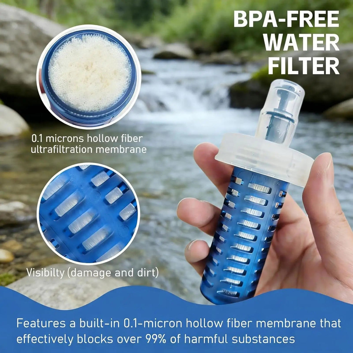 Klentax 1000ml Collapsible Water Filter Bottle UK