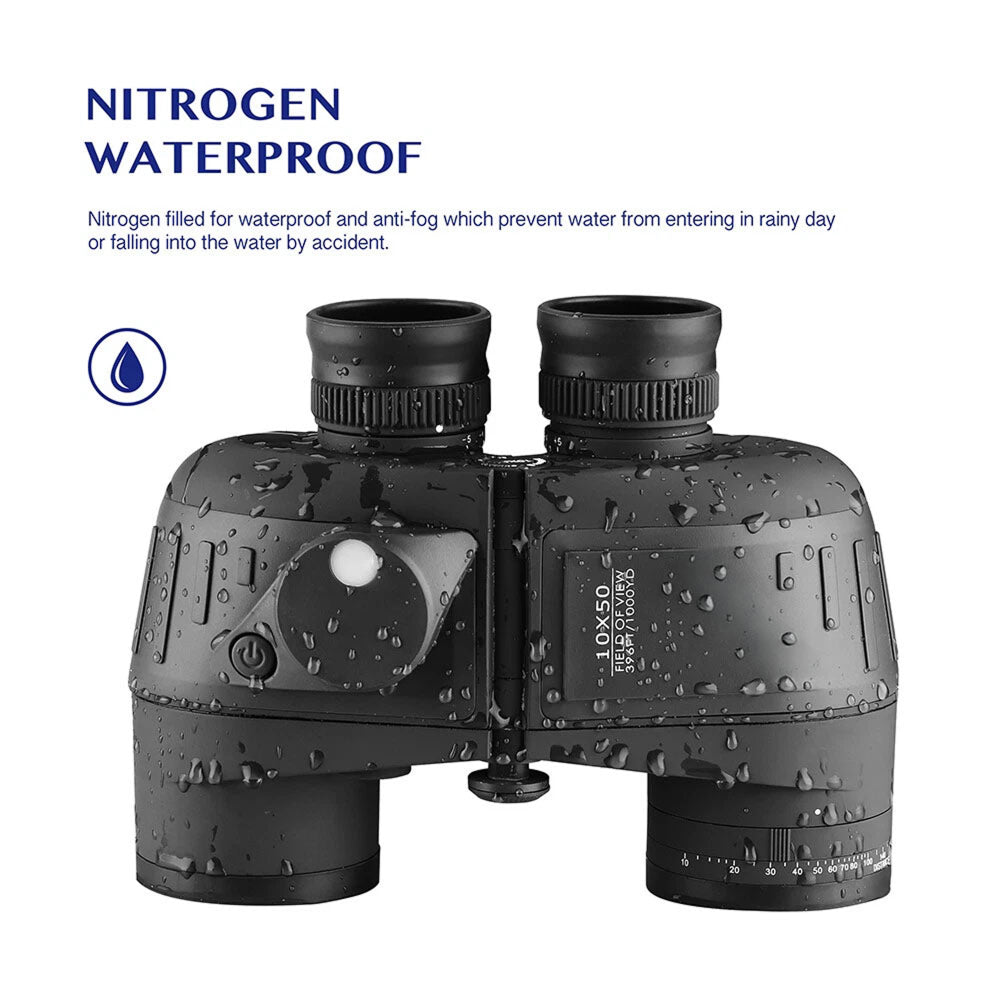 NautixCor 10x50 Marine Binoculars with Compass & Rangefinder