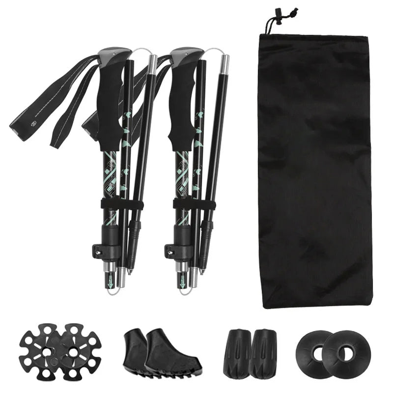 NordVaxi Folding Nordic Walking Poles for Hiking & Trekking