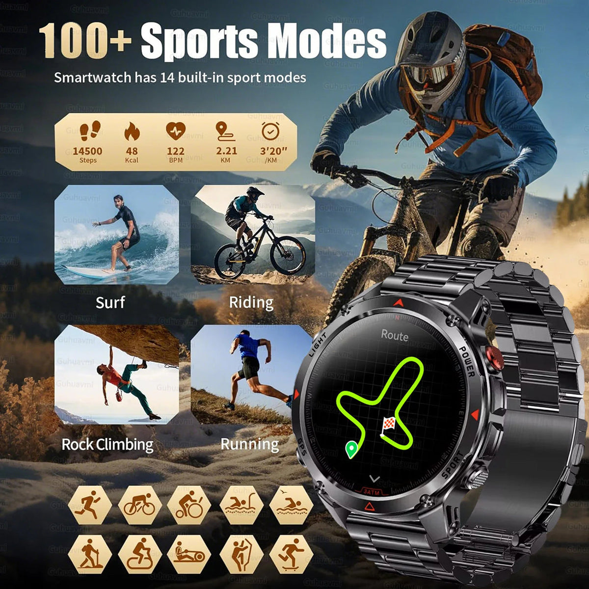 Pexoriax Rugged GPS Smartwatch with AMOLED Display