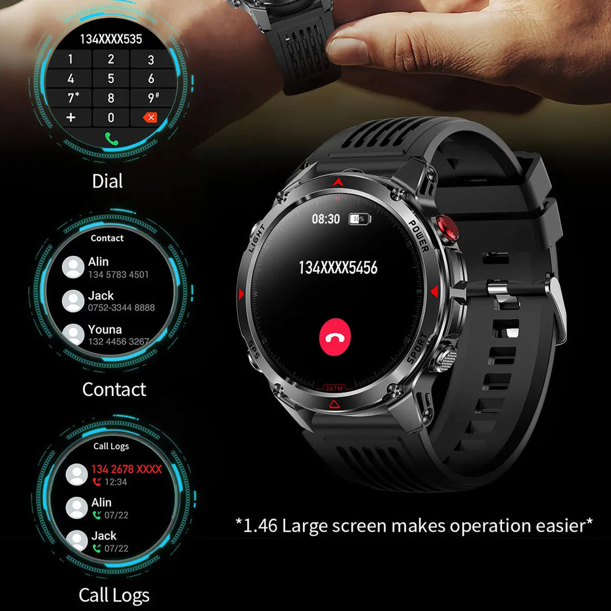 Pexoriax Rugged GPS Smartwatch with AMOLED Display