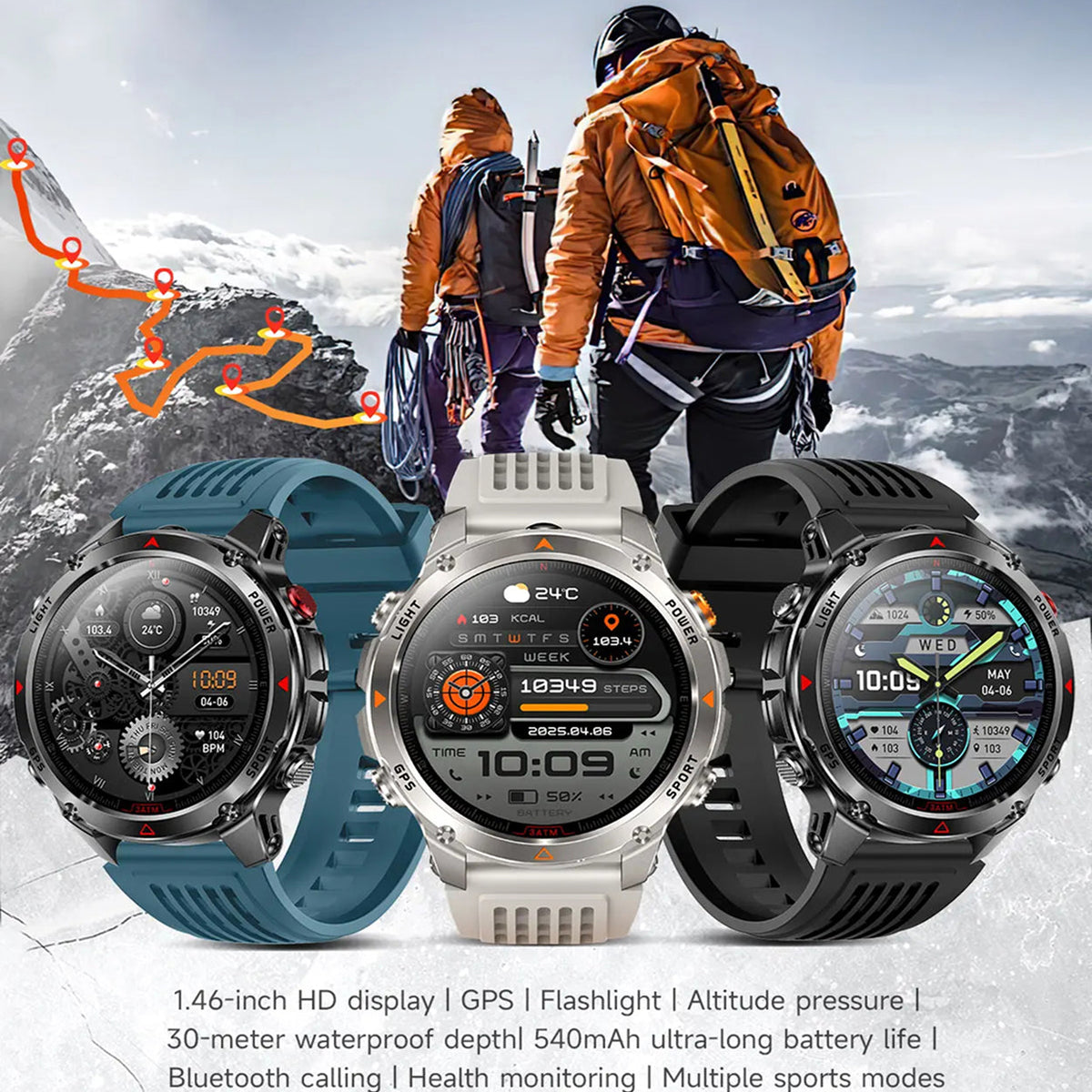 Pexoriax Rugged GPS Smartwatch with AMOLED Display