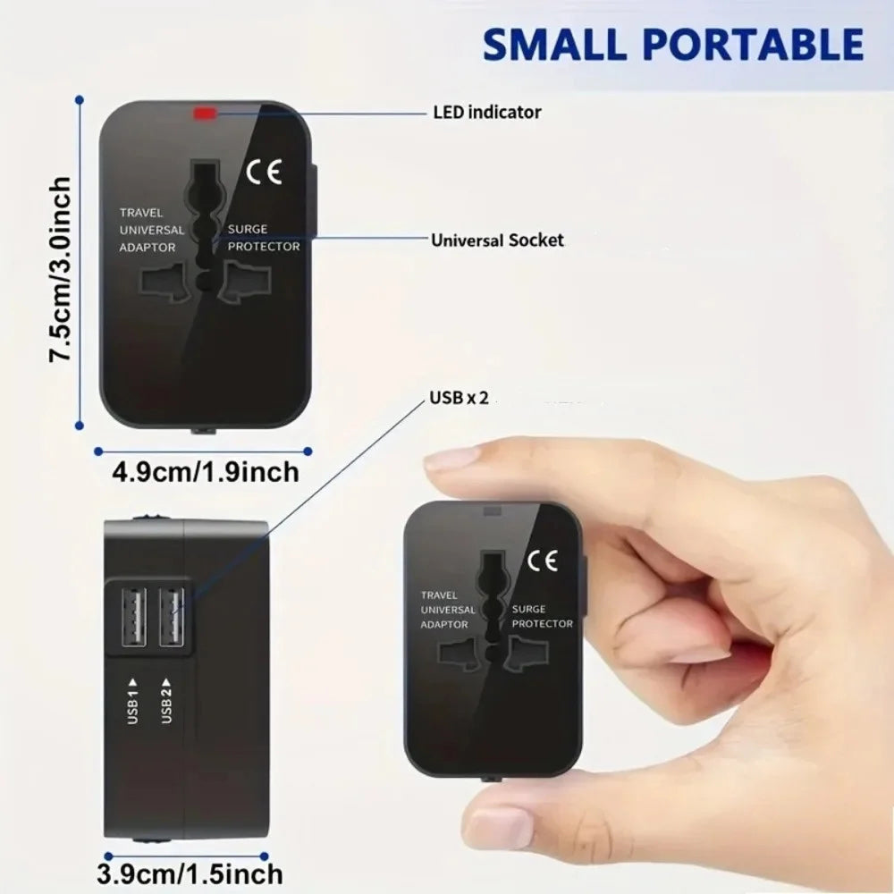 PlugoNes Universal Travel Plug Adapter | 150+ Countries & Dual USB