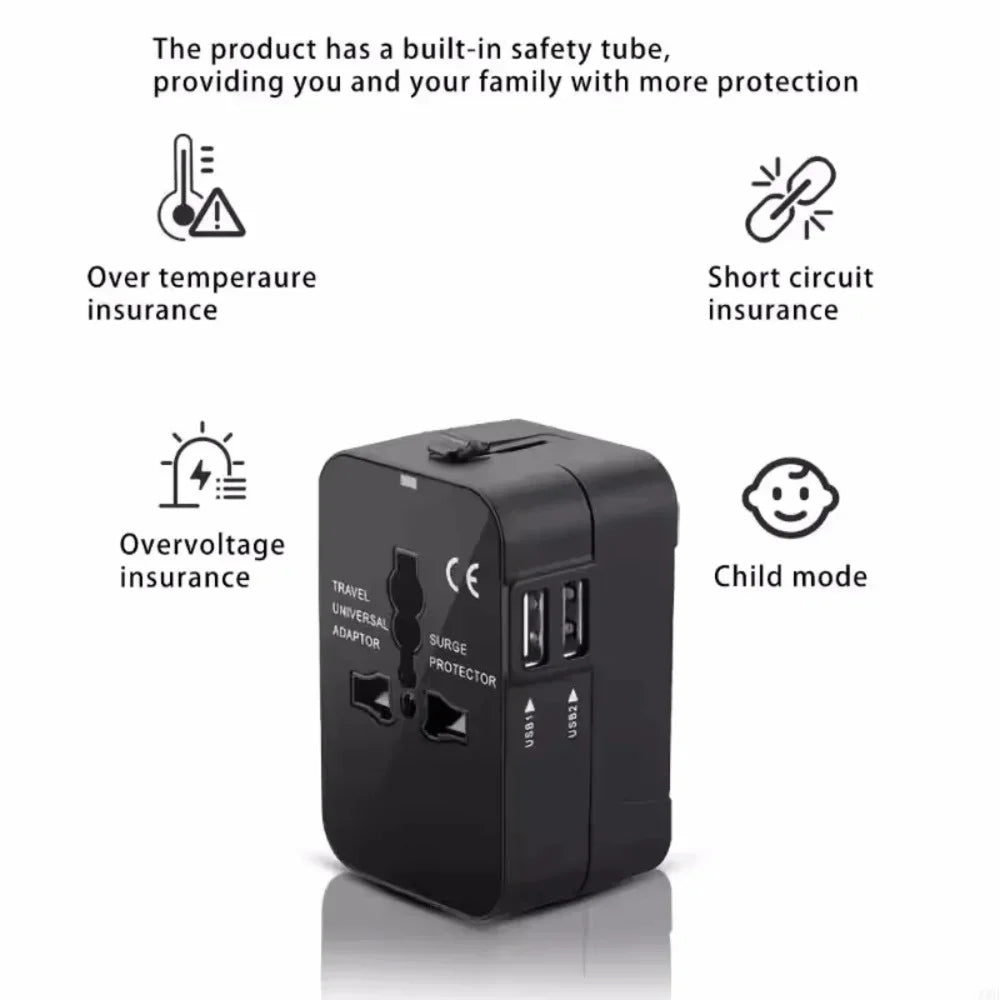 PlugoNes Universal Travel Plug Adapter | 150+ Countries & Dual USB