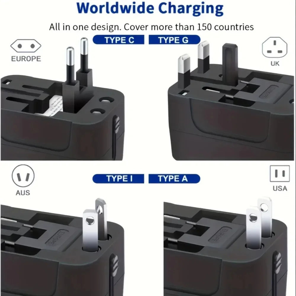 PlugoNes Universal Travel Plug Adapter | 150+ Countries & Dual USB