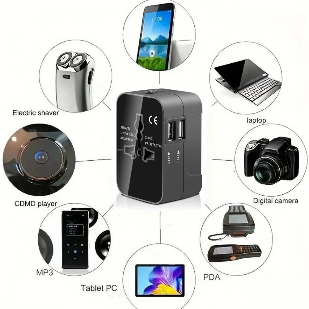 PlugoNes Universal Travel Plug Adapter | 150+ Countries & Dual USB