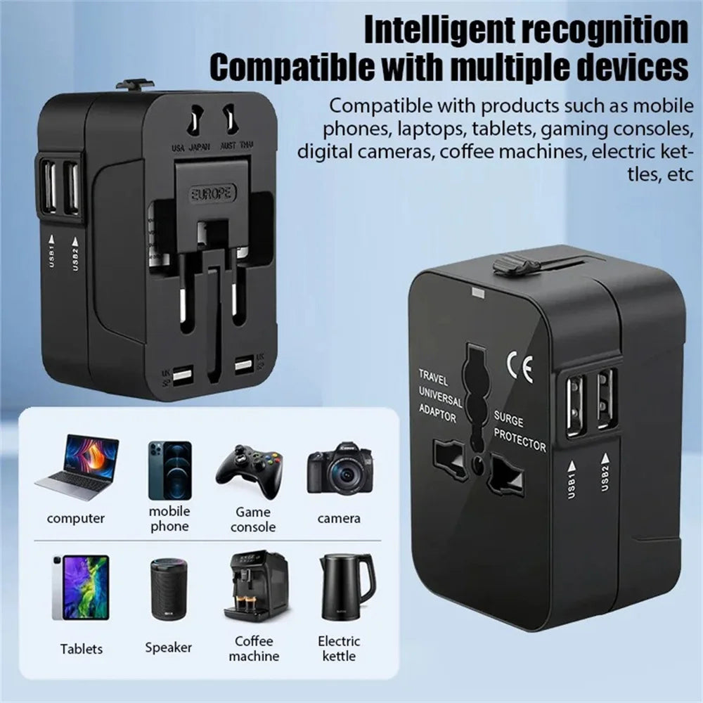 PlugoNes Universal Travel Plug Adapter | 150+ Countries & Dual USB
