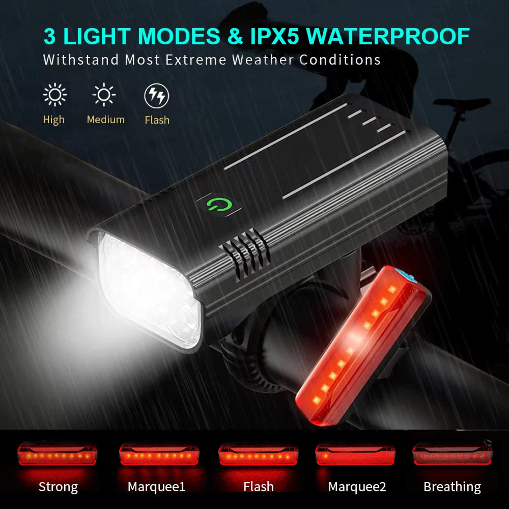 PumiLoci 3600LM Rechargeable Bicycle Light Set UK